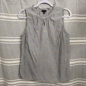 TALBOTS / Blue & White Striped Sleeveless Popover Blouse Size MP